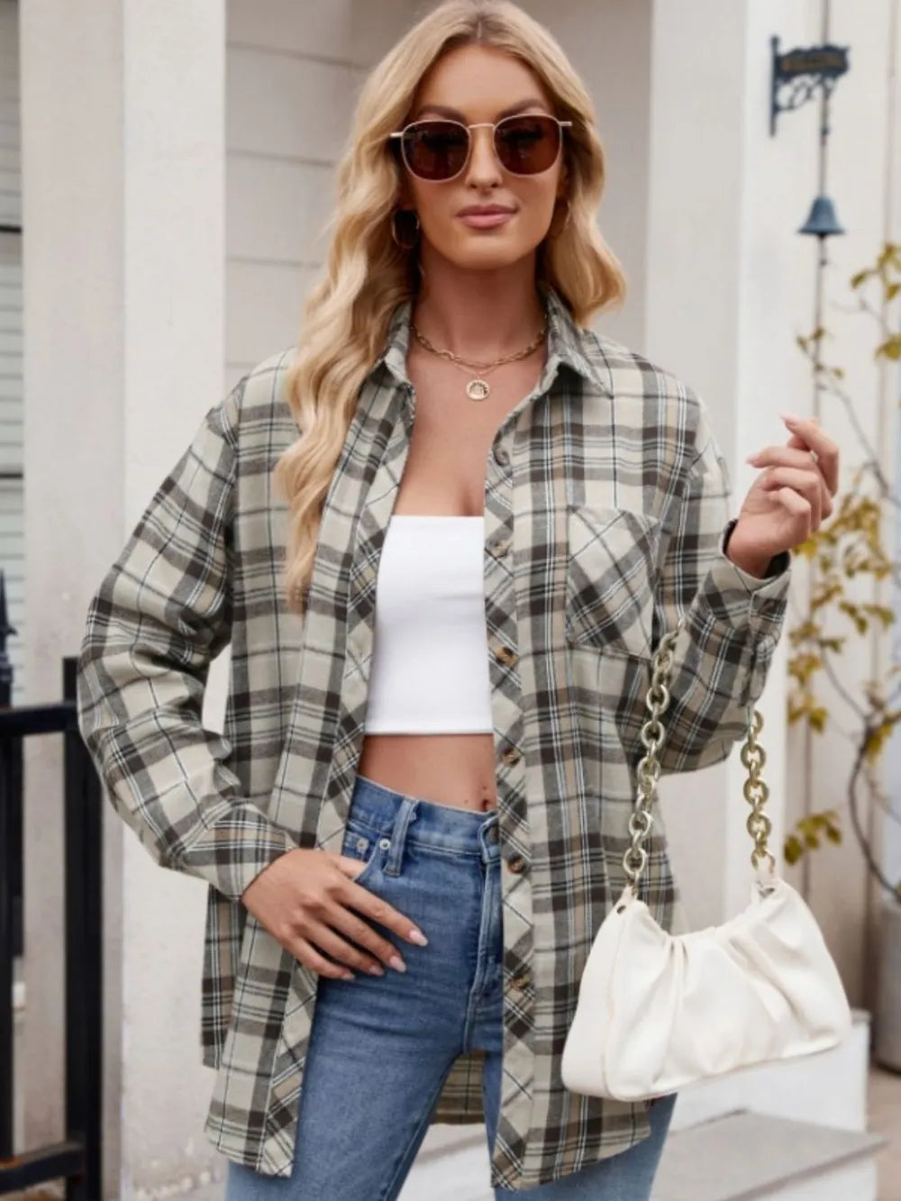 Women's casual fashion spicy girl loose checkered shirt for women - Korvel