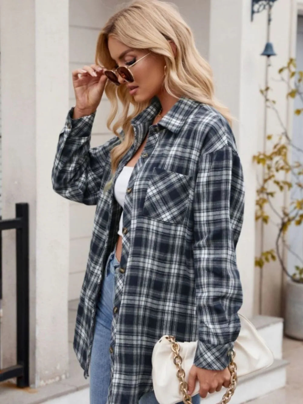 Women's casual fashion spicy girl loose checkered shirt for women - Korvel