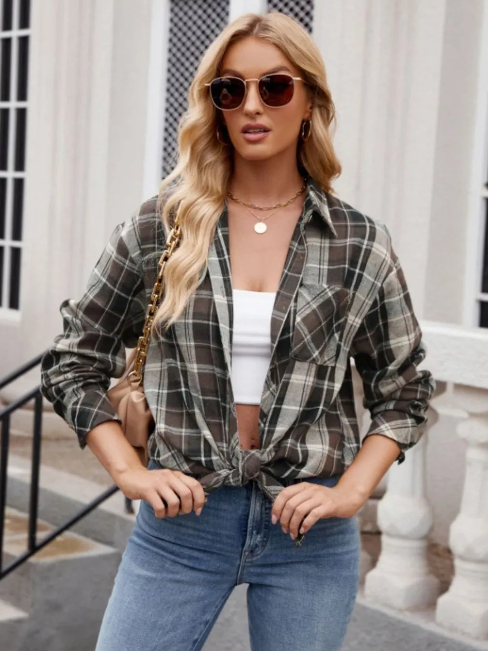 Women's casual fashion spicy girl loose checkered shirt for women - Korvel