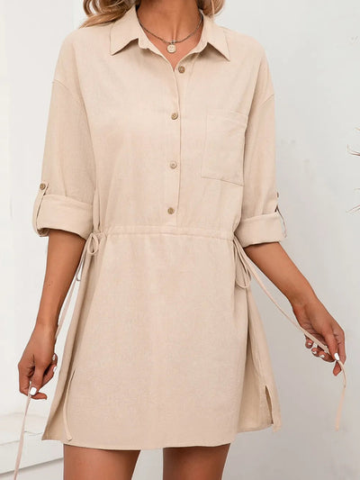 Women's casual loose mid length shirt dress - Korvel