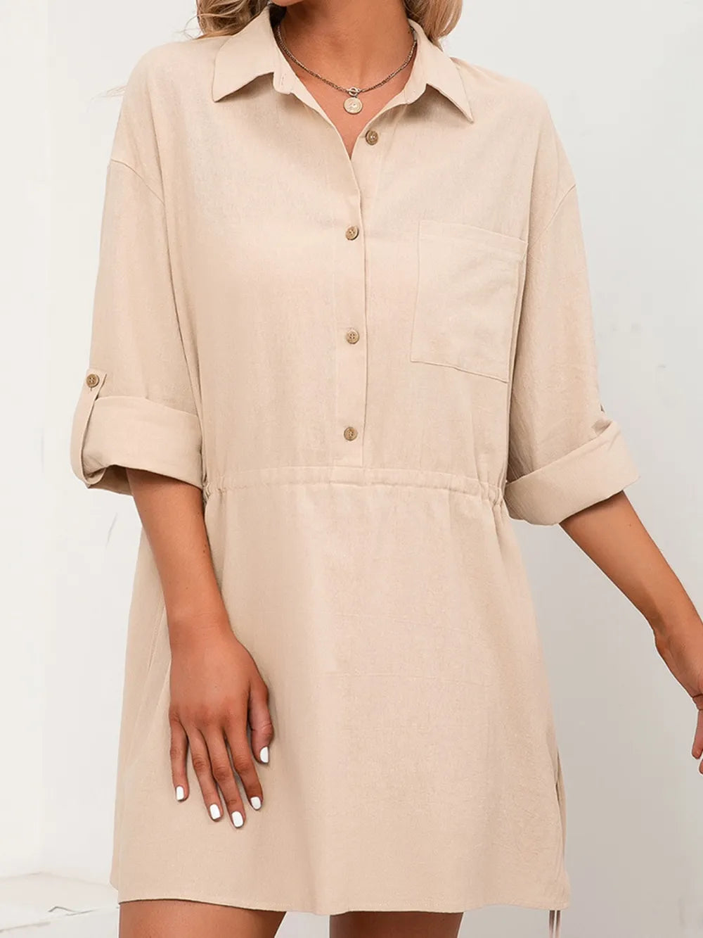 Women's casual loose mid length shirt dress - Korvel