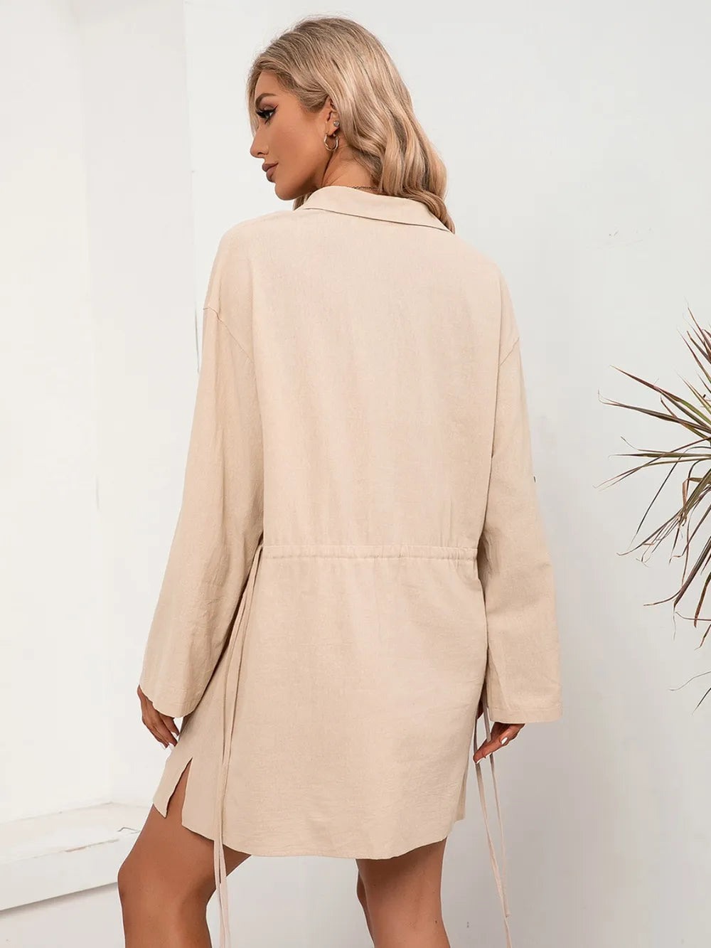Women's casual loose mid length shirt dress - Korvel
