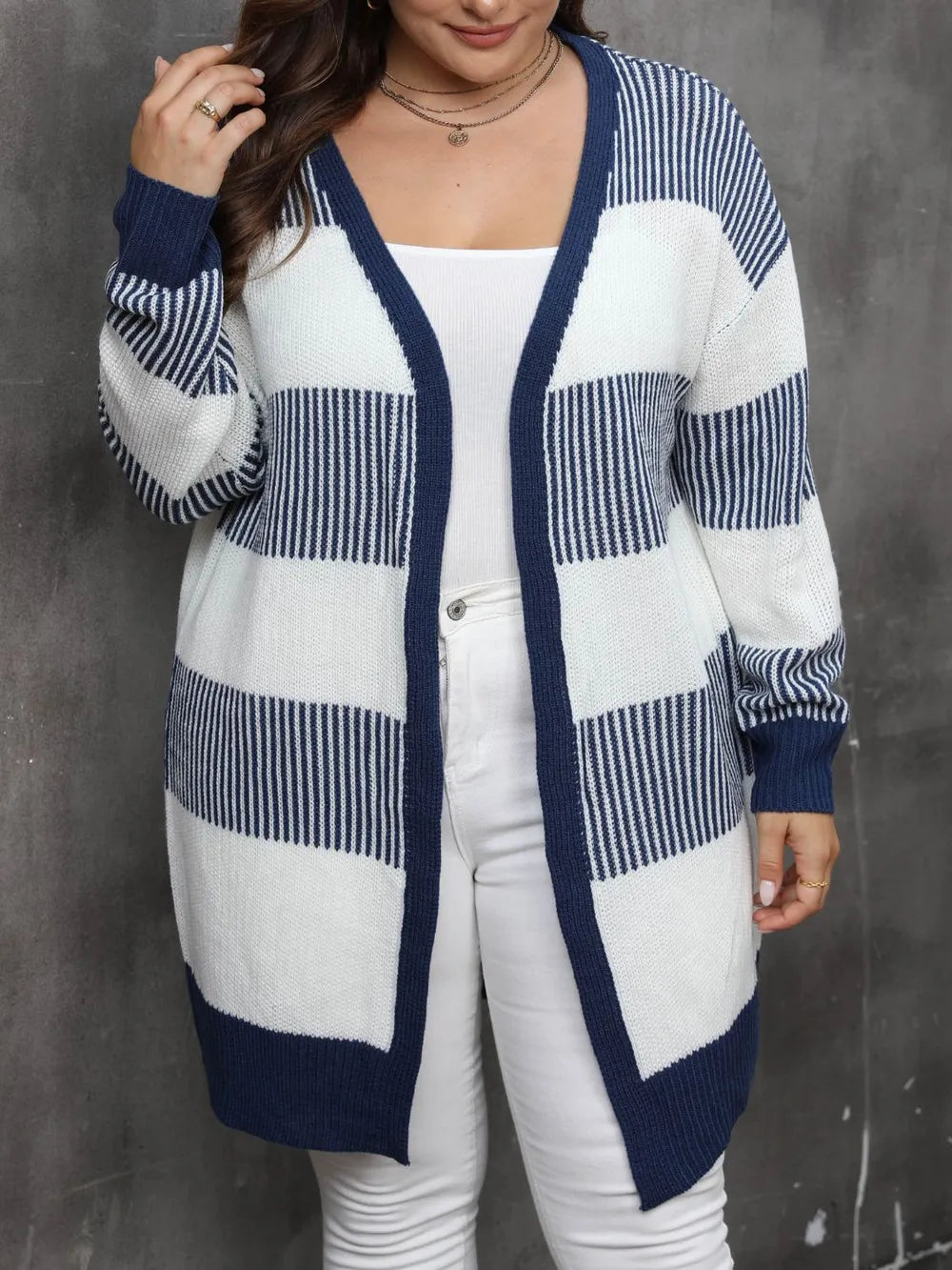 Cárdigan de Suéter Woven a Rayas para Mujer