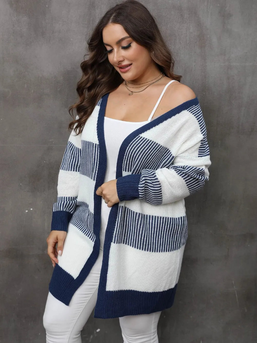 Cárdigan de Suéter Woven a Rayas para Mujer