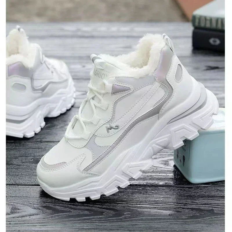 Women's cotton shoes women's suede snow boots sports shoes versatile high top shoes for students - Korvel