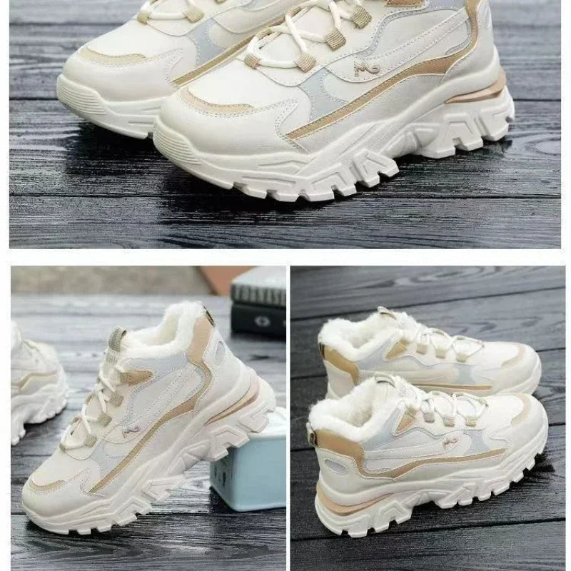 Women's cotton shoes women's suede snow boots sports shoes versatile high top shoes for students - Korvel