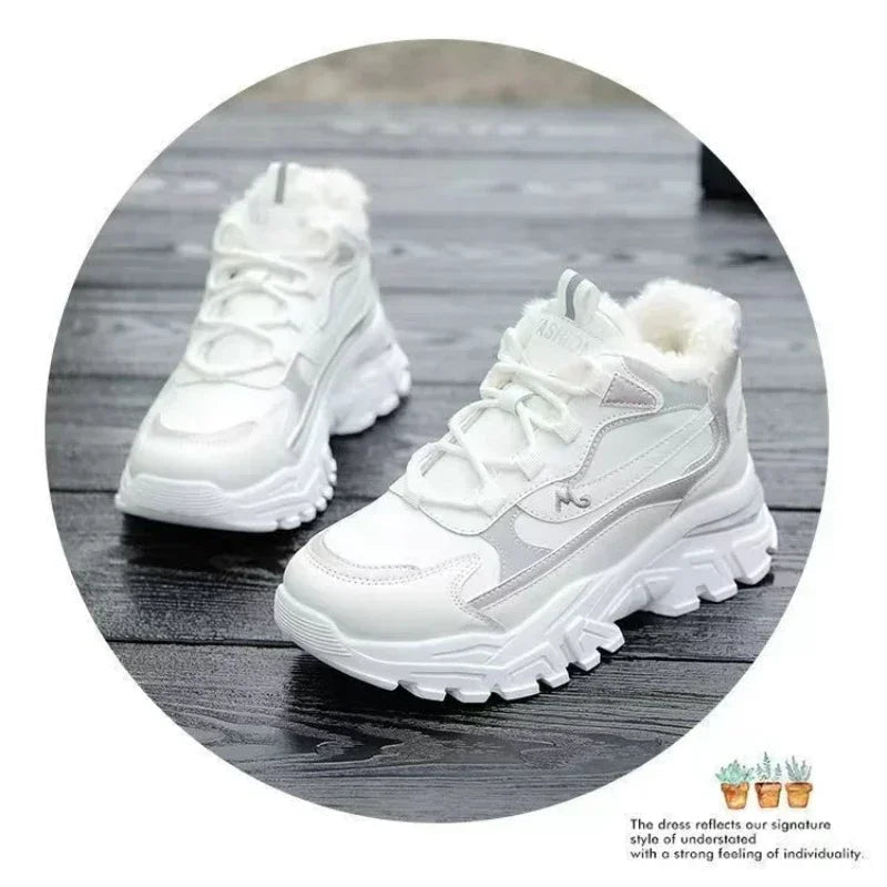 Women's cotton shoes women's suede snow boots sports shoes versatile high top shoes for students - Korvel