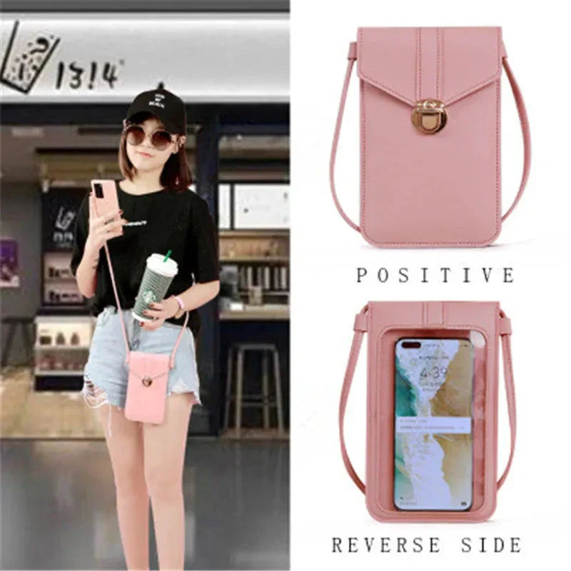 Vintage-Inspired Women's Crossbody Bag with Touchscreen Wallet