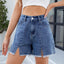 Shorts de mezclilla con bordes deshilachados para mujer - Pantalones cortos versátiles