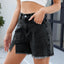 Shorts de mezclilla con bordes deshilachados para mujer - Pantalones cortos versátiles