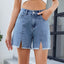 Shorts de mezclilla con bordes deshilachados para mujer - Pantalones cortos versátiles