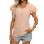 Women's European and American V-neck sweet short sleeved T-shirt hollowed out top - Korvel