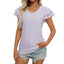 Women's European and American V-neck sweet short sleeved T-shirt hollowed out top - Korvel