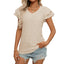 Women's European and American V-neck sweet short sleeved T-shirt hollowed out top - Korvel