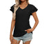 Women's European and American V-neck sweet short sleeved T-shirt hollowed out top - Korvel