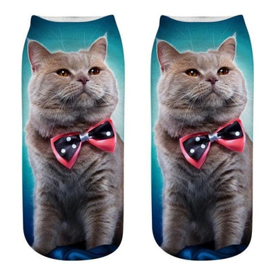 Lindos calcetines tobilleros con impresión 3D de gatitos para hombres y mujeres