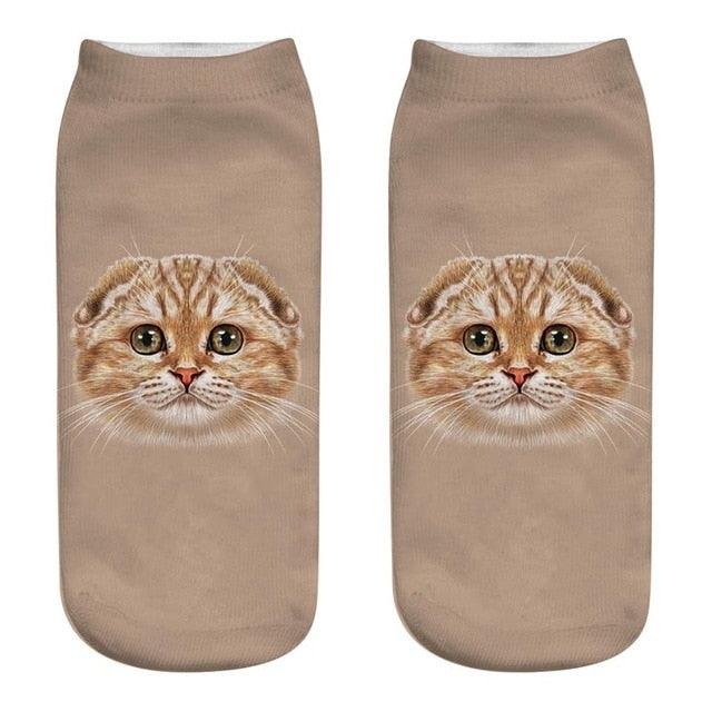 Lindos calcetines tobilleros con impresión 3D de gatitos para hombres y mujeres