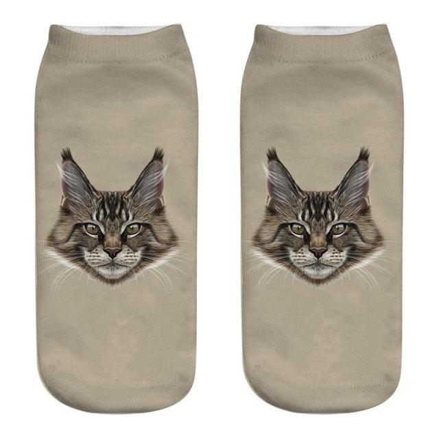 Lindos calcetines tobilleros con impresión 3D de gatitos para hombres y mujeres