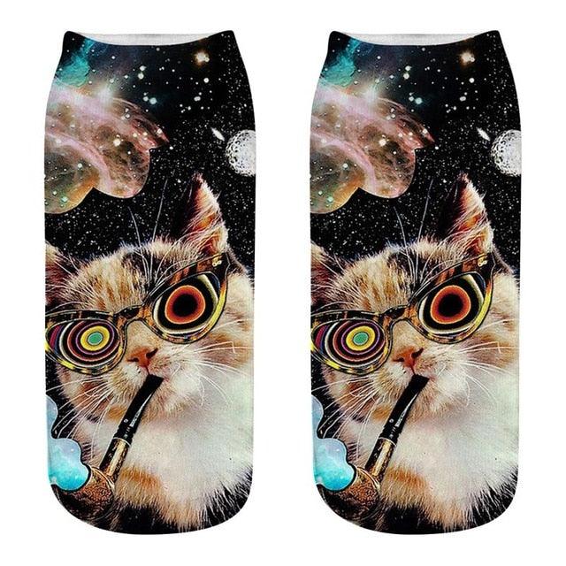 Lindos calcetines tobilleros con impresión 3D de gatitos para hombres y mujeres