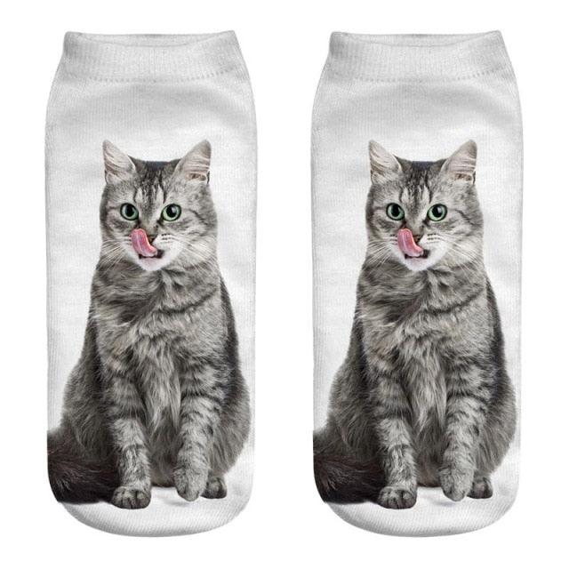 Lindos calcetines tobilleros con impresión 3D de gatitos para hombres y mujeres