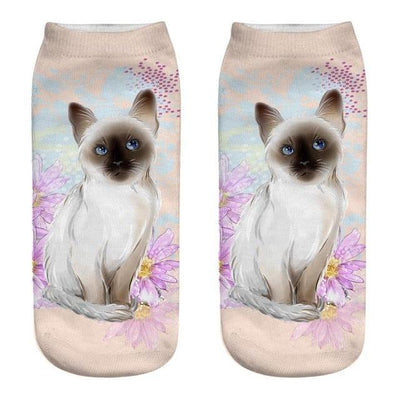 Lindos calcetines tobilleros con impresión 3D de gatitos para hombres y mujeres