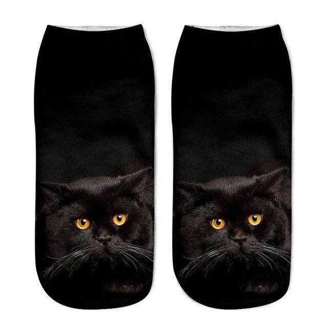 Lindos calcetines tobilleros con impresión 3D de gatitos para hombres y mujeres