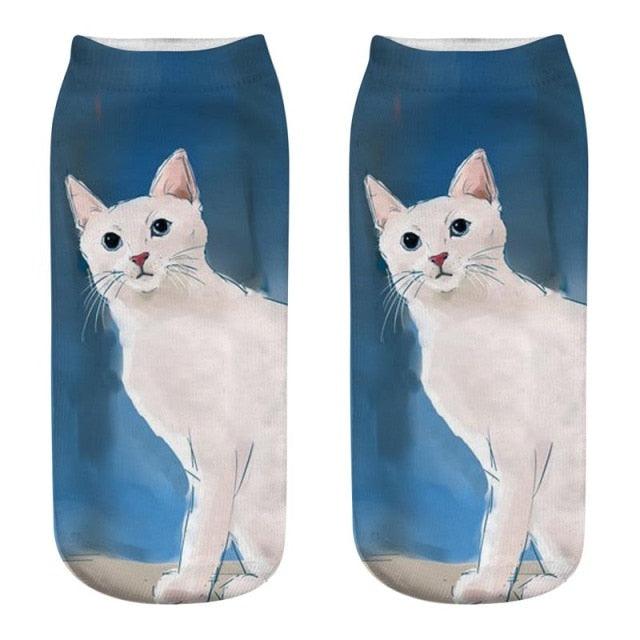 Lindos calcetines tobilleros con impresión 3D de gatitos para hombres y mujeres