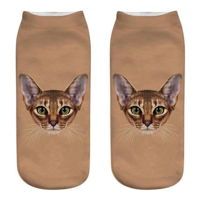 Lindos calcetines tobilleros con impresión 3D de gatitos para hombres y mujeres