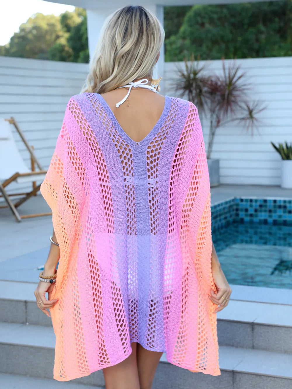 Robe en Tricot Tissée Creuse Dégradée pour Femme