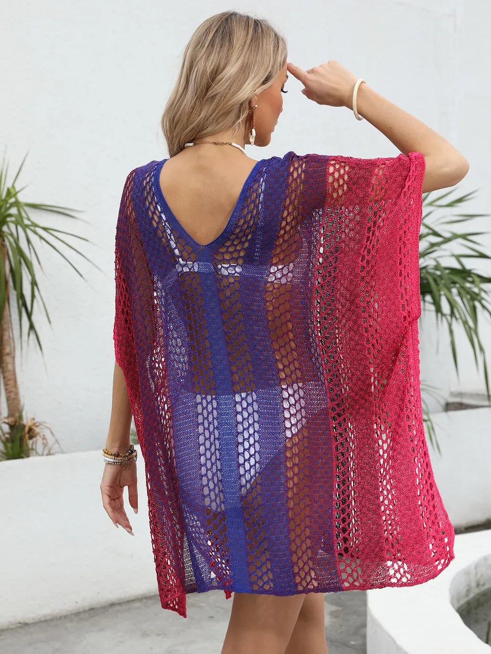 Robe en Tricot Tissée Creuse Dégradée pour Femme