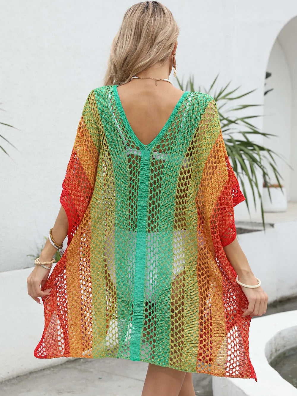 Robe en Tricot Tissée Creuse Dégradée pour Femme
