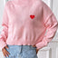 Women's High Neck Pullover Sweater with Heart Sticker