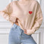 Women's High Neck Pullover Sweater with Heart Sticker