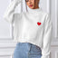 Women's High Neck Pullover Sweater with Heart Sticker
