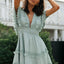 Women's lace patchwork lace up backless big swing batball sleeve dress - Korvel
