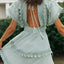 Women's lace patchwork lace up backless big swing batball sleeve dress - Korvel