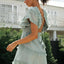 Women's lace patchwork lace up backless big swing batball sleeve dress - Korvel