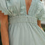 Women's lace patchwork lace up backless big swing batball sleeve dress - Korvel