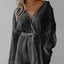 Women's new shirt collar fashionable women's elastic waist pleated long sleeved lace up dress - Korvel