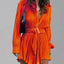 Women's new shirt collar fashionable women's elastic waist pleated long sleeved lace up dress - Korvel