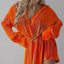 Women's new shirt collar fashionable women's elastic waist pleated long sleeved lace up dress - Korvel