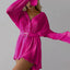 Women's new shirt collar fashionable women's elastic waist pleated long sleeved lace up dress - Korvel