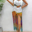 Women's pure hand crochet dyed tassel skirt with random gradient camisole skirt - Korvel