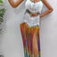 Women's pure hand crochet dyed tassel skirt with random gradient camisole skirt - Korvel