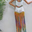 Women's pure hand crochet dyed tassel skirt with random gradient camisole skirt - Korvel