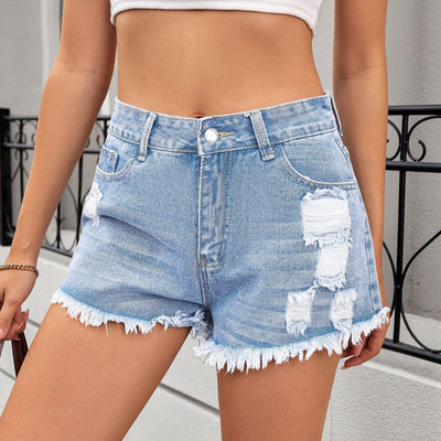 Shorts de Denim Rasgado Premium para Mujer