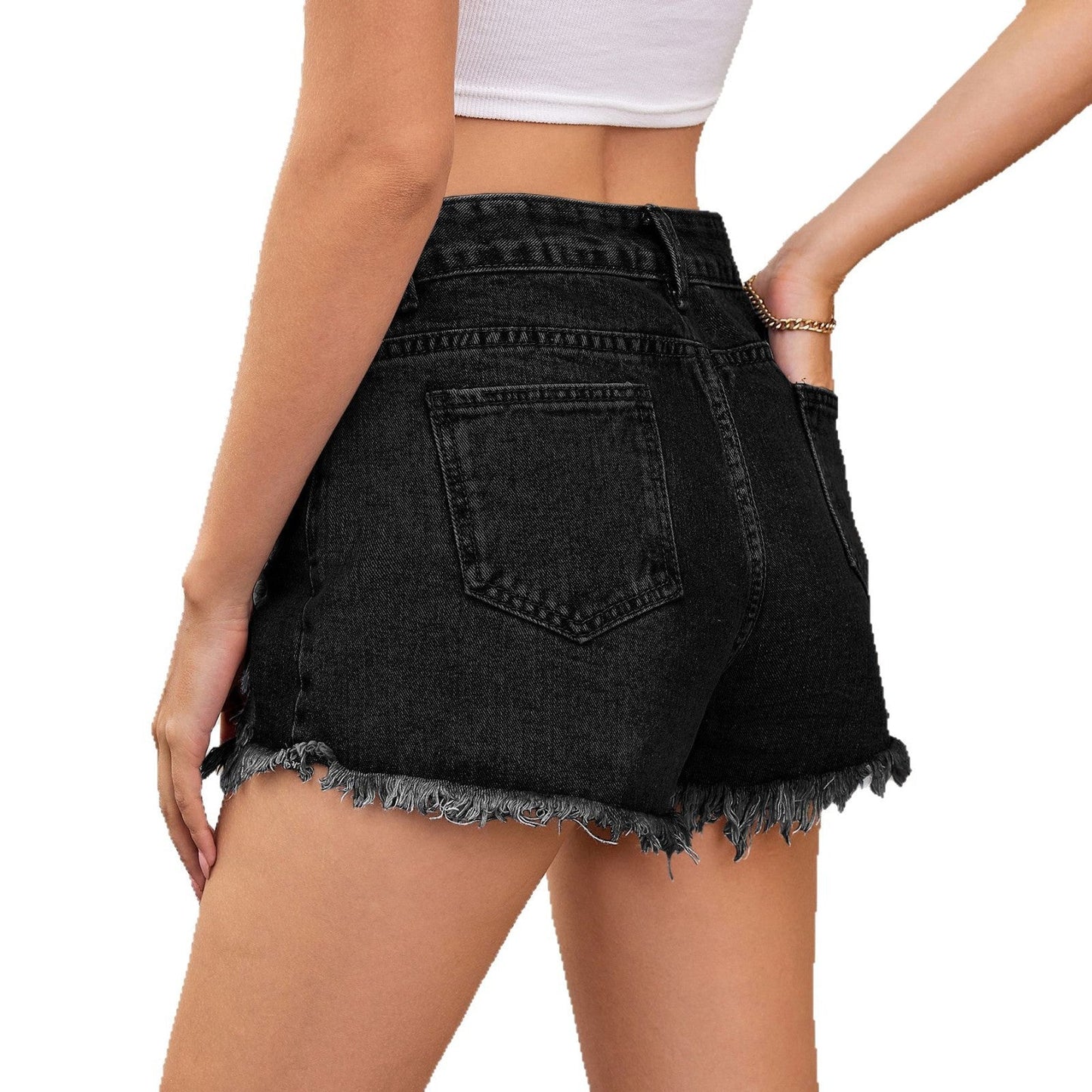 Shorts en denim déchirés premium pour femmes