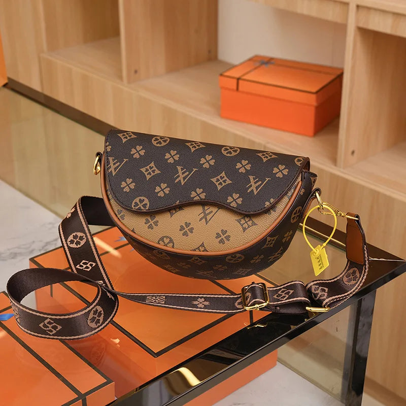 Women'S Saddle Bag Elegant Ladies Top Handbag Large Capacity Korean Trend Female Printing High-End Shoulder Messenger Bag - Korvel