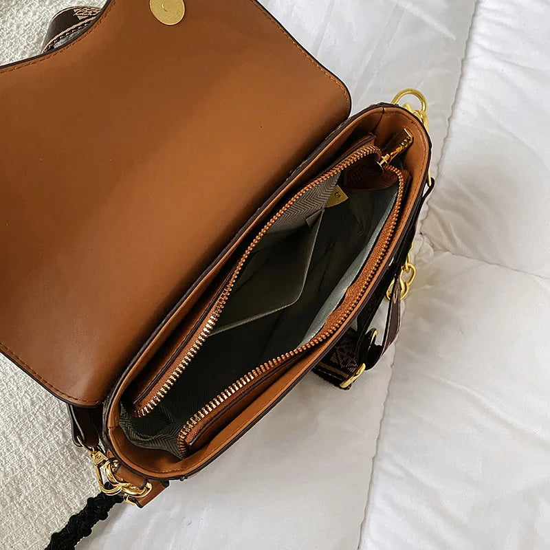 Women'S Saddle Bag Elegant Ladies Top Handbag Large Capacity Korean Trend Female Printing High-End Shoulder Messenger Bag - Korvel