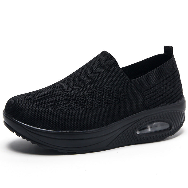 Women's shoes with thick sole and air cushion comfortable for casual sports breathable and fly woven soft soled women's shoes - Korvel